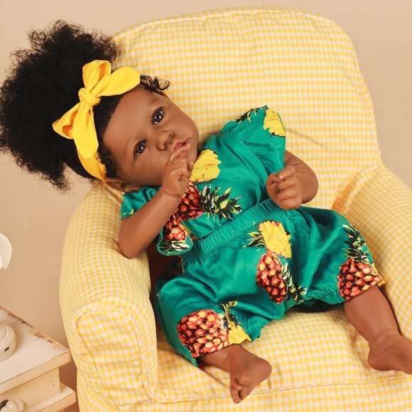 🆕22.8 Inch Reborn Doll with Soft Cloth Body African American Savannah Girl Doll - Picture 4 of 9
